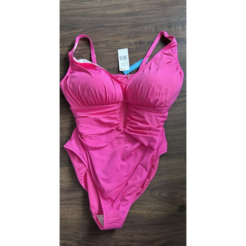 Bleu by Rod Beattie Women's Plus size Molded-Cup One-Piece Swimsuit Hot Pink 16W - Picture 5 of 10